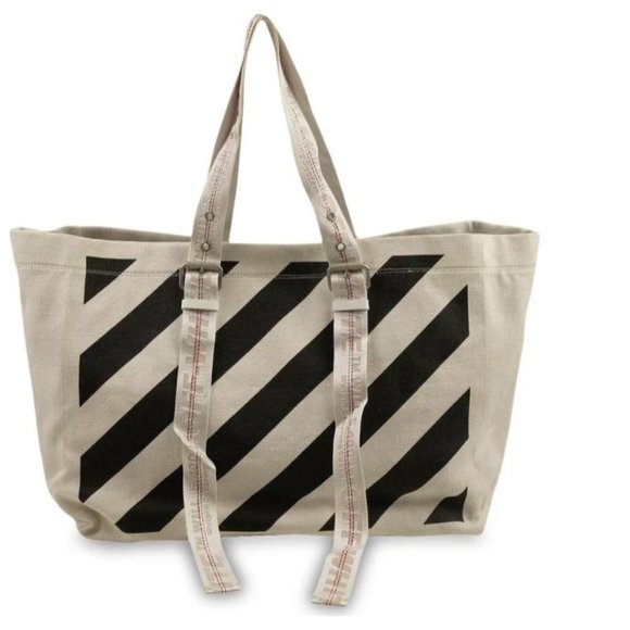 Off-White Canvas Diag Stripe Tote Bag 'White' - Picture 1 of 6
